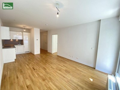 Tolle Neubau-Wohnung mit großem Innenhof-Balkon nahe S-Bahn Jedlersdorf, Straßenbahn 26 und SCN mit Einbauküche und Abstellraum!