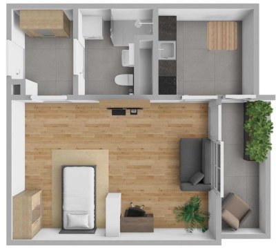 Von privat: möblierte 1 ZKB mit Küche, Balkon und Stellplatz