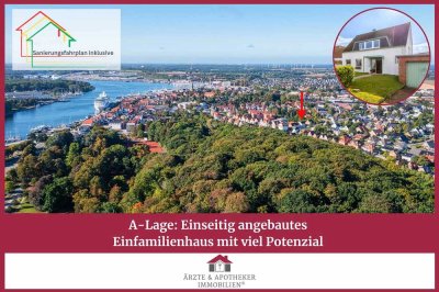 A-Lage: Einseitig angebautes 
Einfamilienhaus mit viel Potenzial