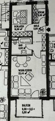 Stilvolle 2-Zimmer-Wohnung mit Balkon und Einbauküche in Gundelfingen