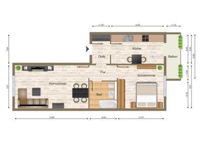 Top sanierte ruhige 2 Zimmer Wohnung mit Nähe zur Natur