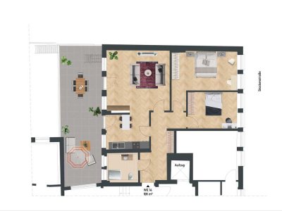 Vorvertrieb | Erstbezug | 106 m² Wohnung mit 40 m² Terrasse | Urbanes Wohnen direkt am Unischloss