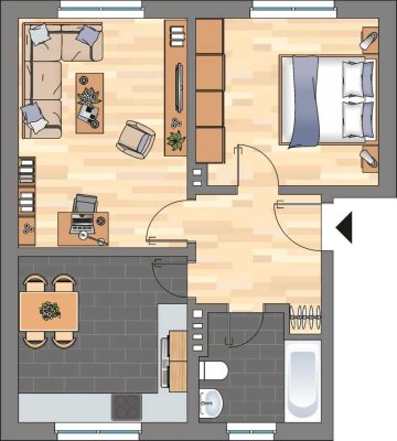 Renovierte 2-ZKB-Wohnung in der Peterstraße zu vermieten!