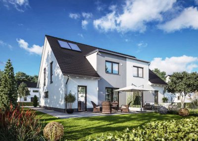 Bauen mit Vertrauen: Doppelhaus Duett 125 - Modernes Wohnen für zwei Familien mit Stil und Komfort!