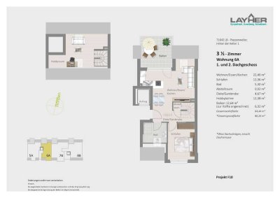 Erstbezug - LB-Poppenweiler: sonnige 3 1/2-Zimmer-Dachgeschosswohnung * Einbauküche * TG * Aufzug