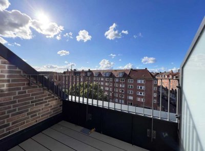 Möbliertes 1 -Zimmerappartement mit Dachterrasse im Fünfgiebelhaus Kiel zu vermieten