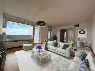 Moderne 3-Zi.-Wohnung mit Weitblick, Westbalkon, neuem Bad & Einbauküche