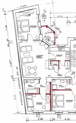 geräumige 3-Raum-Wohnung mit großem Balkon, Wannenbad und Einbauküche