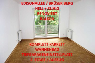EDISONALLEE BRÜSER BERG HELL + RUHIG RENOVIERT BALKON WANNENBAD PARKETT TG-STELLPL. 2. ETAGE/AUFZUG