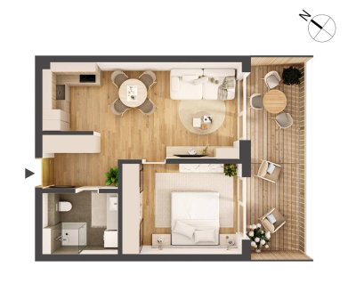 Hochwertige 2-Zimmer Neubauwohnung mit Balkon HW16
