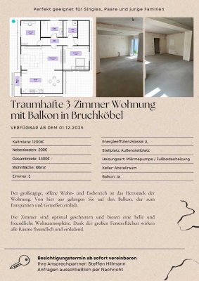 Neubau-Erstbezug: Helle 3-Zimmer-Wohnung mit Balkon und Stellplatz