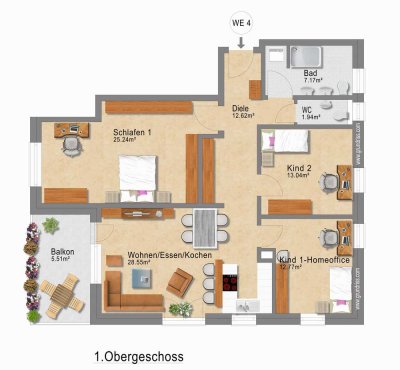 Zuhause ankommen – stilvolle 4-Zimmer-Wohnung mit Balkon im Neubau