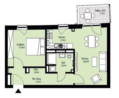 Neubau 2025 - 2-Zimmerwohnung mit Fußbodenheizung und Balkon in Hannover-Bemerode