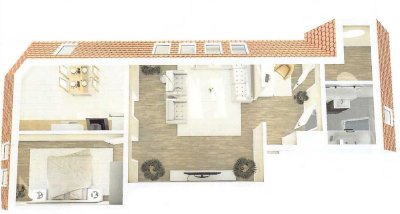 Stilvolle, denkmalgeschützte 2-Zimmer-Maisonette-Wohnung mit gehobener Innenausstattung in Freital