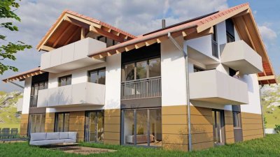 Neubauprojekt in Aschau im Chiemgau - Helle Obergeschoss-Wohnung mit Süd-/Westbalkon und schönem Bli