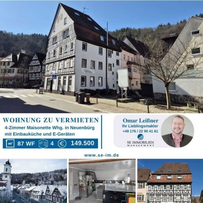 Maisonette-Wohnung, 4 Zimmer, ca. 87 m² Wohnfl., mitten am Dorfplatz von Neuenbürg!
