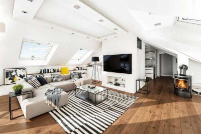 Wohnen auf zwei Ebenen – moderne Maisonette mit zwei Balkonen, Kamin & hochwertiger Ausstattung