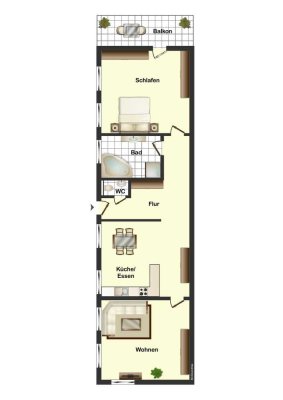 Großzügige 2-Zimmer-Wohnung mit hochwertiger Einbauküche, Stellplatz und Abstellraum