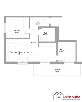 Durchdachter Grundriss und großer Balkon in klimafreundlichem Neubau