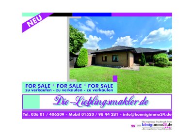 großzügiger, mod.-bed. teilunterkellerter Winkelbungalow mit Zufahrt, Garten, Garage