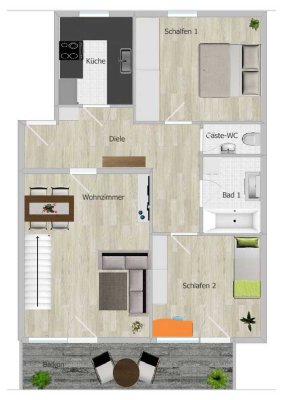 Sehr schöne 4,5-Zimmer-Galerie-Wohnung mit Balkon und EBK in Regensburg