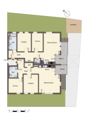 Geschmackvolle 3,5-Raum-EG-Wohnung mit Balkon in Filderstadt