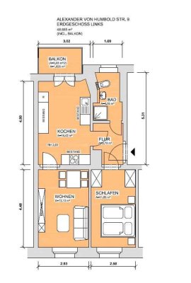 2 Raum Wohnung mit Balkon zu vermieten