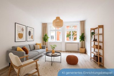 Helle 2 Zimmer-Wohnung mit neuer Einbauküche und herrlichem Blick vom Balkon ins Grüne