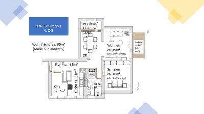 Gemütliche 3-Raum-Dachgeschosswohnung mit Balkon in Nürnberg