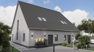 Bezahlbarer Neubau: Doppelhaushälfte, FBH, A+, PV-Anlage, Lüftung