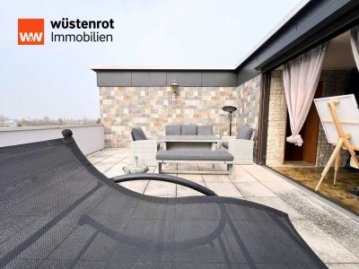 Penthouse mit 5 Zimmern, Wintergarten, zwei großen Dachterrassen und Garage in ruhiger Feldrandlage