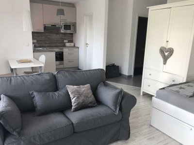 Exklusive möblierte 1-Zimmer-Wohnung mit EBK, Keller und Balkon in Frankfurt (Komplettausstattung)