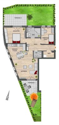 Barrierefreie Eigentumswohnung mit 2 Terrassen und Gartenanteil in Leverkusen Schlebusch