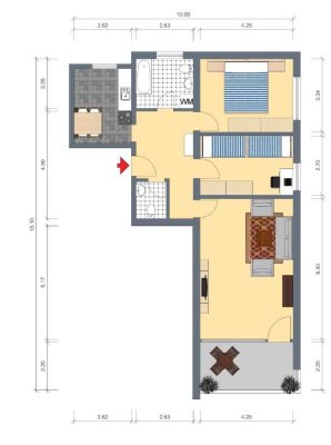 Stilvolle, gepflegte 3-Raum-EG-Wohnung mit Balkon in Königsbrunn