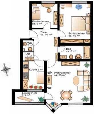 Möblierte, stilvolle, gepflegte 3-Zimmer-Wohnung mit geh. Innenausstattung mit Balkon und EBK