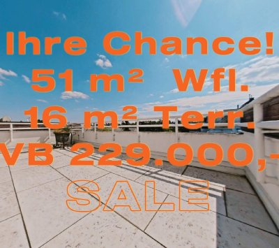 TOP-ZUSTAND +SENSATIONELLE 51 m² DACHWOHNUNG +16 m² TERRASSE
 +GRÜNRUHELAGE +RIVER-SIDE-NÄHE