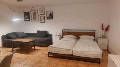 Helles 1-Zimmer-Apartment in Souterrain. Komplett eingerichtet.