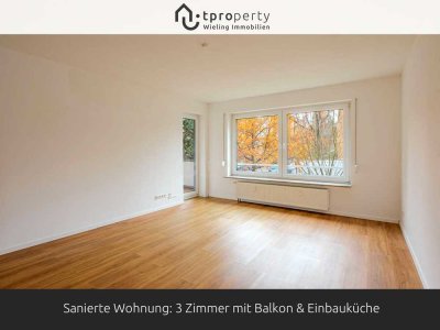 Sanierte Wohnung: 3 Zimmer mit  Balkon & Einbauküche