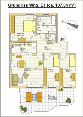 Ruhig und zentral gelegene 4-Zimmer-Erdgeschoss-Wohnung mit Aufzug und Garten in Grafing b. München