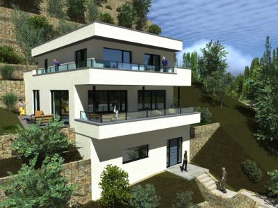 LUXHAUS Bauhaus Villa 190m² WF plus Keller mit Panoramaaussicht HD - Weststadt Schlüsselfertig