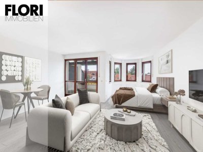 Erstbezug nach Sanierung - Hübsch geschnittene 1-Zimmer-Wohnung mit Erker und schönem Westbalkon