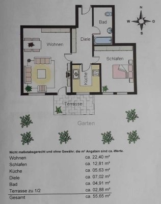 Helle 2-Zimmer Terrassenwohnung mit Garten in Höhenkirchen-Siegertsbrunn