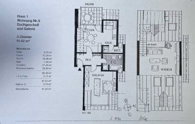 Freundliche 2,5-Zimmer-Maisonette-Wohnung mit geh. Innenausstattung mit EBK