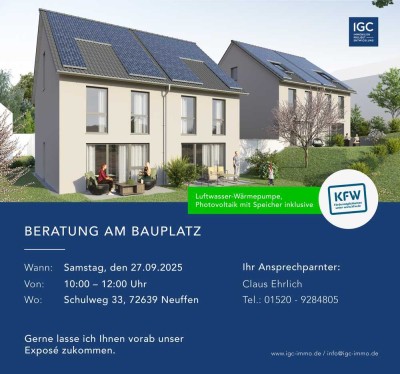 Doppelhaushälfte in sonniger, ruhiger Aussichtslage - Grundstücksbesichtigung am 27.09. um 10 Uhr