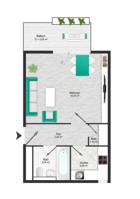 Moderne 1-Zimmer-Wohnung mit Balkon in München