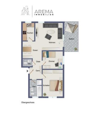 Moderne 3-Zimmer-Wohnung mit großem Balkon in zentraler Lage von Rodgau-Jügesheim