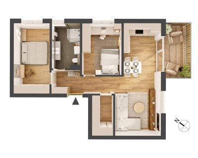 Hochwertige 3-Zimmer Neubauwohnung mit Balkon HW13