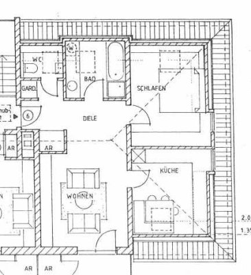 Gepflegte 2-Raum-DG-Wohnung mit Balkon und Einbauküche in Burgbernheim