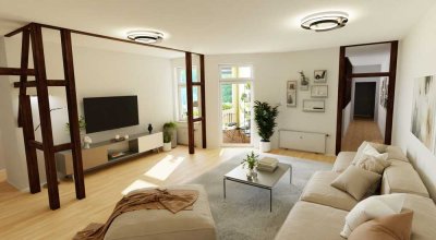 Stilvoll wohnen in der Brühlervorstadt – 6-Zimmer-Altbauwohnung mit Balkon nahe Luisenpark