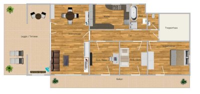 Schöne 4 Zimmer Wohnung mit Dachterrasse und Südbalkon in zentraler Lage
